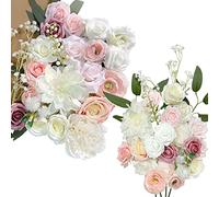 OrgMemory Artificial Flowers, Foam Fake Combo Box Set, Flowers with Stems, for DIY Floral Arrangements Bouquets Wedding Party Home Baby Shower Decor (Delicate Blush)