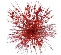 OrgMemory Artificial Glitter Berry Stems, 24pcs 3 Styles, Glitter Picks, Decorative Glitter Sticks for Christmas Tree Vase DIY Wreath Crafts Gift Décor(Red)