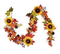 OrgMemory Fall Garland Maple Leaf, 6.2FT/Piece with Sunflower, Berries and Pumpkin, Autumn Decoration for Halloween Thanksgiving Wedding Fireplace Party Door Frame Doorway Backdrop Decor