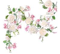 OrgMemory Peony Flower Garland, Rose Flower Swag, 6' Wedding Arch Flowers for Wedding Decor Home Table Runner Mantle Party Decor (Champagne Peony Garland)