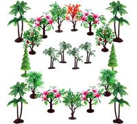 OrgMemory Tree Cake Decorations, 19pcs, Toy Trees with Bases, 3"-5.5"/7.5-14 cm, Ho Scale Trees, Diorama Supplies for Crafts or Cake Topper