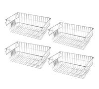 Orgneas Stackable Chest Freezer Baskets Organizer Bins, Metal Wire Baskets Pantry Organizer Produce Baskets with Tag Slot for Snacks Vegetables and Fruits, Large Size 4 Sets