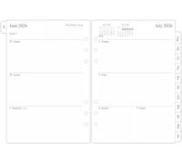 Orgnizme 26-27 Middle Year Weekly Diary Refill A5 Size, Week on Two Pages, Monthly Tabs, Jul 2026 - Jun 2027, Filofax A5 Compatible