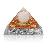 Orgone Crystal Pyramid Orgonite Rainbow Moonstone & White Crystal Stone Healing Crystal Pyramid Positive Energy Stress Relief Chakra Meditation Chakra Lucky and Success Spiritual Gift