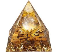 Orgone Pyramid Flower of Life Orgonite Money Healing Crystals Pyramid for Positive Energy with Tiger's Eye Stones and Luck White Crystal That Promotes Wealth, Prosperity and attracts Success