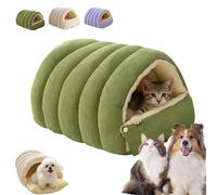 Orgonite Cat Cave Bed for Indoor Cats, Cozy Monster Cat Bed Removable Washable Plush Cover with Cushion, Kittens & Small Dogs Winter Sleeping Bed (Green, L)