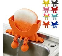 Orgonite Cute Hanging Sponge Holder with Drainage, 3D Printed Sponge Holder for Scrub Daddy, Kitchen Sponge Stand for Bathroom Washroom Restaurant Wall Counter(Orange)