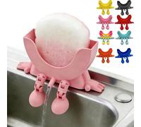 Orgonite Cute Hanging Sponge Holder with Drainage, 3D Printed Sponge Holder for Scrub Daddy, Kitchen Sponge Stand for Bathroom Washroom Restaurant Wall Counter(Pink)