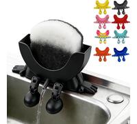 Orgonite Cute Hanging Sponge Holder with Drainage, 3D Printed Sponge Holder for Scrub Daddy, Kitchen Sponge Stand for Bathroom Washroom Restaurant Wall Counter (Black)