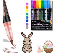 Orgonite Dreamy Sparkle Dual-Line Contour Pens, 2-in-1 Highlighter & Outline Pen with Quick-Dry Metallic Ink, for Colouring, Journaling & DIY Crafts, Adults Teens (8 colors)