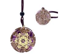 Orgonite Pendant Necklace, Sacred Geometry Energy Necklace, High Frequency Stone Pendant, Cosmic Chakra Salvation Gift for Women and Men (Adjustable Chain, Purple)