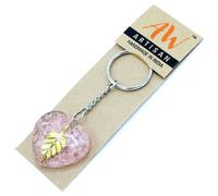 Orgonite Power Keyring Rose Quartz Heearts Golden Leaf