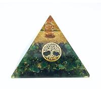 Orgonite Pyramid with Real Gemstones Energy Harmonisation with Healing Stones Copper Spiral Tree of Life Energy Protection Happiness Harmony (Green Aventurine (Green) 6 x 6 cm)