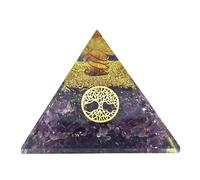 Orgonite Pyramid with Real Gemstones Energy Harmonisation with Healing Stones Copper Spiral Tree of Life Energy Protection Happiness Harmony (Amethyst Purple)