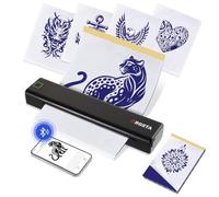 ORGSTA S008 Wireless Tattoo Stencil-Printer - Tattoo Transfer Machine Thermal Copier with 10pcs Transfer Paper, Bluetooth Stencil Printer for Tattooing, Compatible with Smartphone & PC, Black