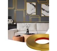 Orgthin 3M Peel and Stick Trim, Matte Gold Flexible PVC Self Adhesive Moulding Strip, Waterproof Wall Trim, Tile Edge, Mirror & Window Frame Border (W:1 cm, T:0.25 cm)