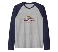 Orgullo Venezulano Patriotic Symbol for Proud Citizens Raglan Baseball Tee, Men, Navy/Athletic Heather, XL