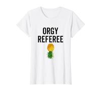 Orgy Referee Swinger Swingers Pineapple Group Sex Value Graphic T-Shirt, Women, White, M
