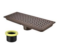 Orhemus 12 inch Stainless Steel Linear Shower Floor Drain with Threaded Adapter, Removable Cover Grid Grate, Rectangle, Brushed Bronze Finished Antique Copper