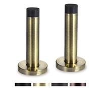 Orhemus Decorative Door Stoppers - 3.5 Inch 304 Stainless Steel Heavy Duty Door Stops with Rubber Tip Bumper for Wall and Door Protection Sound Dampening 2 Pack Antique Brass