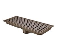 Orhemus Linear Shower Floor Drain with Removable Cover Grid Grate 12 inch Long Rectangle, SUS 304 Stainless Steel Brushed Bronze Finished Antique Copper