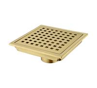 Orhemus Square Shower Floor Drain with Removable Cover Grid Grate 6 inch Long, SUS 304 Stainless Steel Brushed Gold Brass Finished