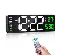 ORIA 16" Digital Wall Clock Large Display, LED Wall Clock with Remote Control, Countdown Large Clock with Date/Time/Temp Display, Adjustable Brightness, 2 Alarms, for Home, Gym, Office