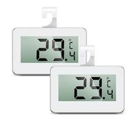 ORIA 2 Pack Refrigerator Thermometer, Digital Fridge Thermometer with Hook, Large LCD Display, Frost Alarm, 3 Mounting Methods for Kitchen, Home, Restaurants, Cafes, Bars, etc. - White