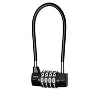 ORIA 4 Digit Combination Padlock, 5mm Width Flexible Cable Lock, Long Shackle Padlocks, Updated Safety Resettable Lock for Gym Locker, Toolbox, Closet, Luggage, Cabinet, Outdoor (Black)