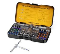 ORIA 40 in 1 Ratchet Screwdriver Set, T Handle Ratchet Magnetic Screwdriver in Case with S2 Steel Bits, Ring Door Bell Precision Repair Kit for Watch, PC, Electronics, DIY