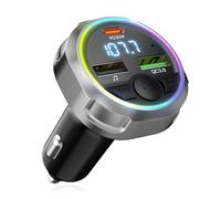 ORIA 60W Bluetooth 5.3 FM Transmitter, Wireless Car Charger Adapter with PD 30W & QC3.0 18W, USB Drive Support, Colorful Breathing Light, Hands-Free Calling, Car Radio Audio Adapter