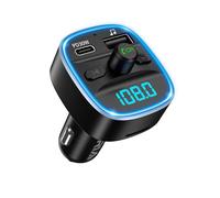 ORIA Bluetooth 5.3 FM Transmitter Car Adapter, Car Bluetooth Transmitter with 7 LED RGB Colors, Fast Charging, Hands-Free Calling, Wireless Radio Music Adapter,Support TF Card & Disk