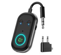 ORIA Bluetooth 5.3 Transmitter Receiver, Airplane Bluetooth Adapter with Dual Pairing, CVC Noise Cancellation, 3.5mm Aux Wireless Audio Adapter for TV, Speakers, Car