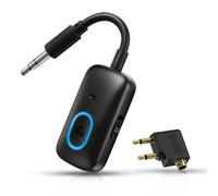 ORIA Bluetooth 5.4 Transmitter Receiver, 2 in 1 Airplane Bluetooth Adapter, 3.5mm Wireless Flight Audio Adapter with 1Hr Fast Charge, Hands-Free Calling, Plug and Play for TV, Car, Speaker, Headphones