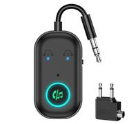 ORIA Bluetooth Airplane Adapter, Bluetooth 5.3 Transmitter Receiver, Aux Wireless Audio Adapter with Dual Pairing, CVC Noise Cancellation for Plane/TV/Stereo/Headphones/Speakers