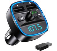 ORIA Car Bluetooth Adapter, Bluetooth 5.3 FM Transmitter for Car Radio with Dua