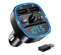 ORIA Car Bluetooth Adapter, Bluetooth 5.3 FM Transmitter for Car Radio with Dual USB Charger, Hands-Free Calling, Music Player Support TF Card & USB Disk (USB-C Converter Included)
