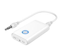 ORIA Car Bluetooth AUX Adapter, Bluetooth 5.3 Transmitter Receiver with 3.5mm Jack, USB Charging, 2-in-1 Wireless Audio Adapter for Home Stereo/Speakers/Wired Headphones - White