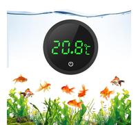 ORIA Digital Aquarium Thermometer with LED Display & Touch Buttons, High Accuracy Stick-On Design, Replaceable Battery for Fish Tank/Tropical Aquarium/Turtle Reptile Terrarium - Black (Celsius Only)