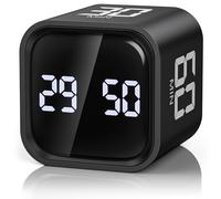 ORIA Digital Timer, 100-Minute Countdown Pomodoro Cube Timer with Gravity Sensor, LED Display, 5/10/30/60-Min Quick Flip for Cooking, Home, Study, Meetings - Black
