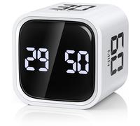 ORIA Digital Timer, Cube Pomodoro Timer with Gravity Sensor, 5/10/30/60 Min Quick Set & 100-Minute Countdown, LED Display, 3 Volume Levels for Studying, Meeting, Cooking, Time Management - White