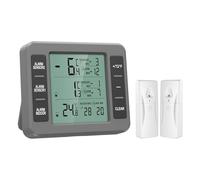 ORIA Fridge Thermometer, Indoor Outdoor Thermometer with 2 Sensors, Wireless Digital Freezer Refrigerator Thermometer with Audible Alarm Temperature Gauge, Min/Max Record for Home, Kitchen, etc. -Grey