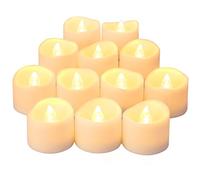 Oria LED Candles Tea Lights, Flickering Flameless Candles, Realistic Battery Operated Fake Candle with Warm White Bulb light for Christmas Decoration, Festivals, Weddings Propose etc. (Pack of 12)