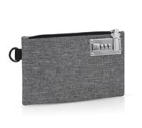 ORIA Money Bag with Combination Lock, 8.3 x 5.3 Inches Durable Nylon Locking Bank Bag Coin Purse, Safe Storage Pouch for Travel, Cash, Jewelry, Passports, Credit Cards - Grey