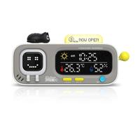 ORIA Pixel Desk Clock with Temperature & Humidity, Magnetic Cat Desk Decor