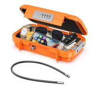 ORIA Portable Safe Box with Code, Outdoor Secure Key Storage with Removable Wire Rope, Key Safe with Combination, Weatherproof Key Storage Padlock Box for Home, Cars, Travel, Office, Sports (Orange)