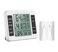 ORIA Fridge Thermometer, Digital Freezer Thermometer with Indoor Temperature Monitor and 2 Wireless Sensors, Refrigerator Thermometer with 3 Audible Alarms, Min/Max Record for Home, Restaurants