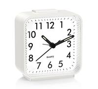ORIA Silent Alarm Clock, Battery Operated Bedside Clocks, Luminous Large Display, Snooze Night Light Function, Gentle Wake, Easy Set for Elder (Powered by 1AA Battery, Not Included), Beige
