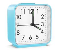 ORIA Silent Alarm Clock, Battery Operated Bedside Clocks, Luminous Large Display, Snooze Night Light Function, Gentle Wake, Easy Set for Elder (Blue, Powered by 1 AA Battery, Not Included)