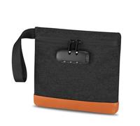 ORIA Smell Proof Bags with Combination Lock, 7.9x7.4 Inches Durable Lockable Money Bag with Zipper, PU Leather, Small Money Pouch for Cash, Phone, Wallet, Jewelry, Travel - Black